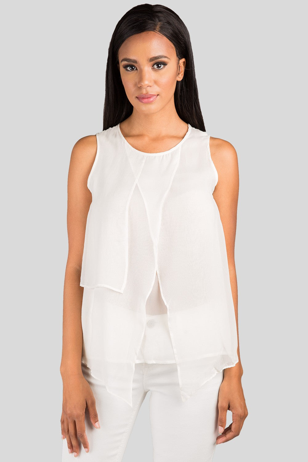 Women's Ivory Layer Panel Silk Tanks | Modern Contemporary Fashion ...