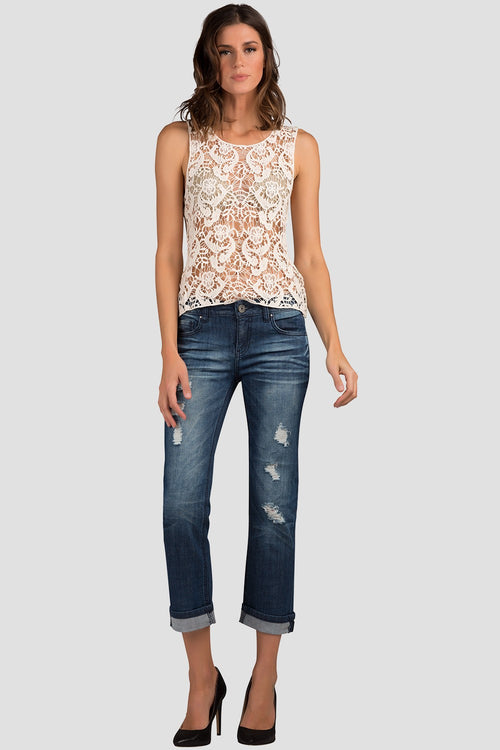 Women Ivory Crochet Tan