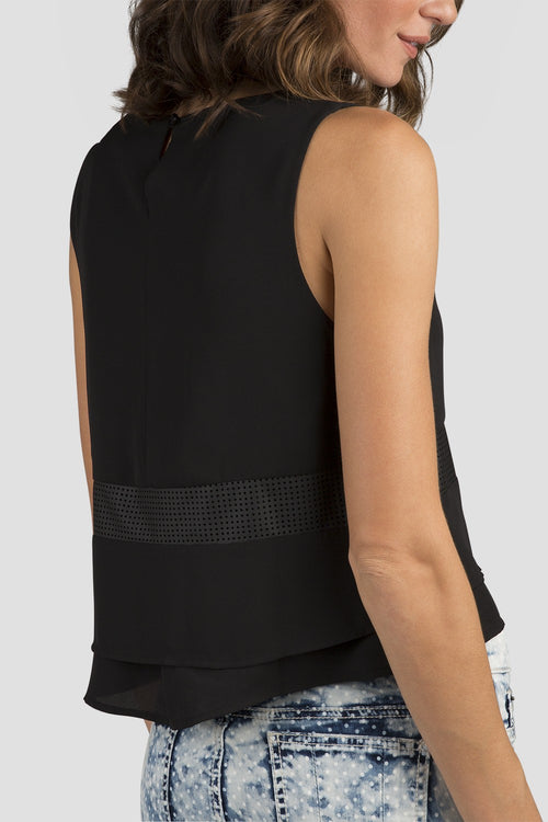 Women Black Chiffon Sleeveless Blouse 