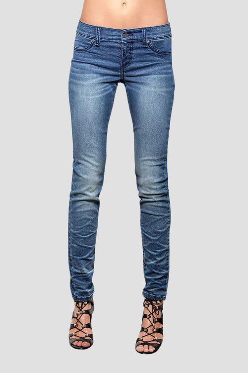 Women Medium Whisker Denim Skinny Jeans