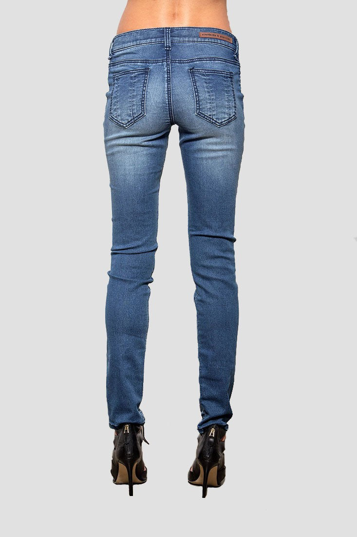 Women's Parker Medium Whisker Denim Knit Skinny Jeans - Standards