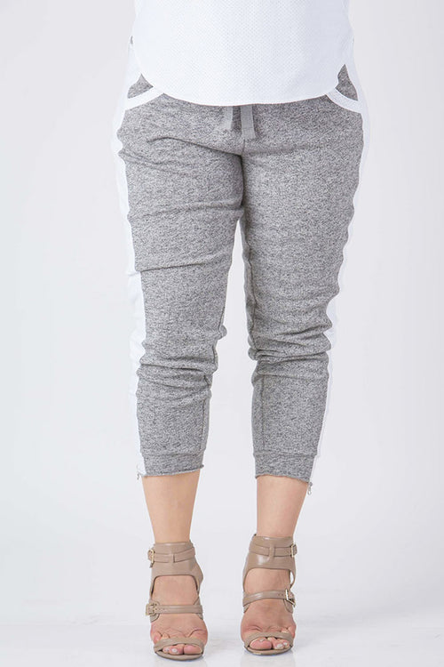 Plus Size Women Heather Grey Mesh Joggers