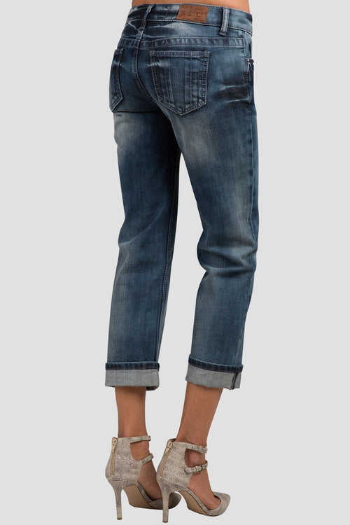 Denim Low Rise Rolled Jeans