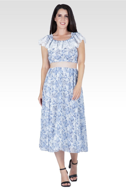 Amina Women's Set Off-Shoulder Top With A-Line Skirt