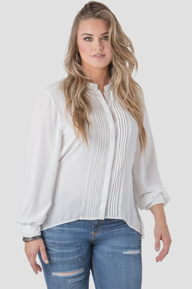 Plus Size Women Tuxedo Front Blouse