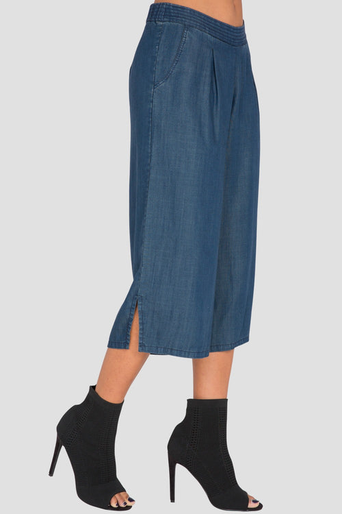 Standards & Practices Women's Wide-Leg Cropped Denim Palazzo Pants